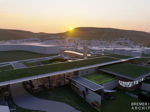 Außenansicht Lagunenbad Willingen bei Sonnenuntergang