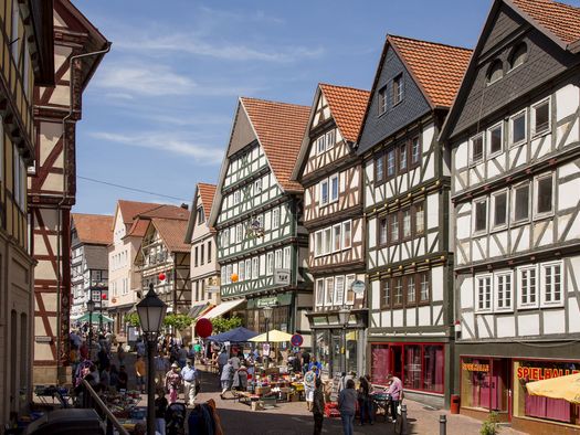 Brunnenstraße in der Altstadt von Bad Wildungen