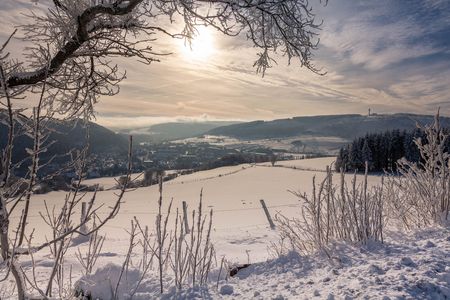 Verschneite Landschaft in Willingen in diffusem Winterlicht